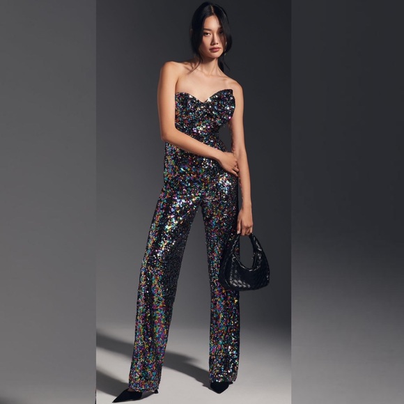 Anthropologie Pants - ANTHROPOLOGIE Hutch SEQUINED Bow Jumpsuit in Size 10